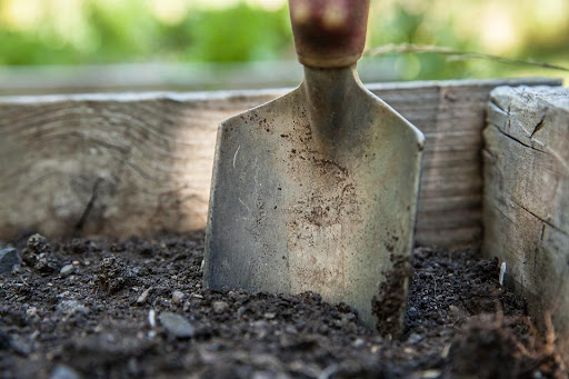 Garden Trowel in dirt